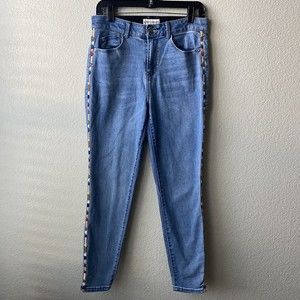 Knox Rose Womens Jeans Size 10 Embroidered Side Blue Skinny High Rise